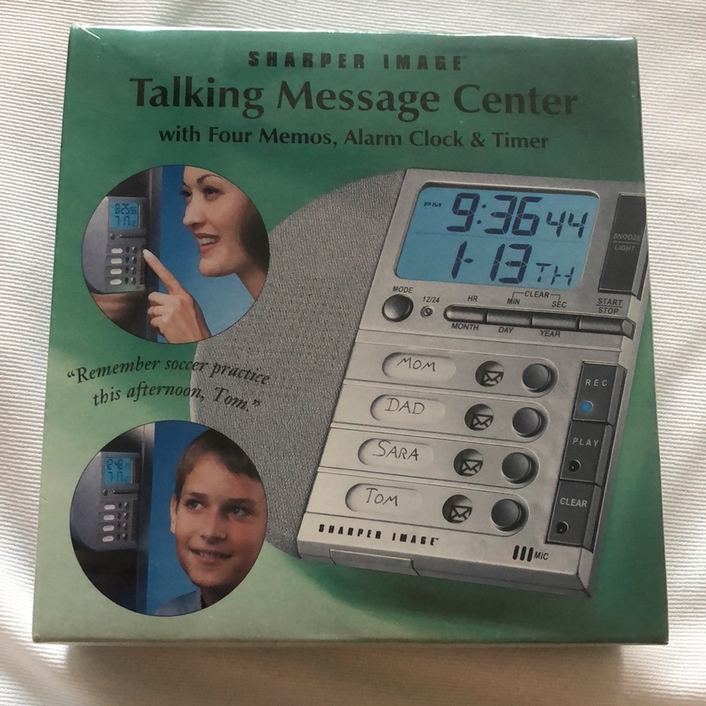 Sharper Image Silver Digital Memo Recorder with Clock for busy families NEW